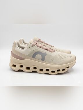 On  CloudMonster   Running Shoes - Cream/Pink